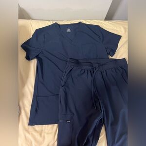 Navy Blue Scrub Top and Joggers Bundle